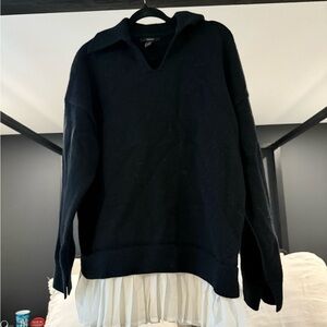 Women's Black Sweater Dress with White Hem